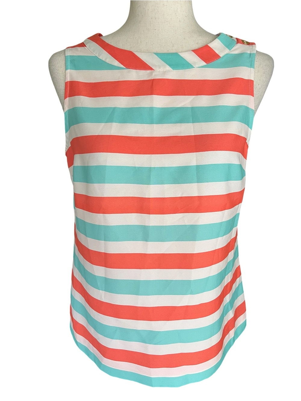 Tommy Hilfiger Coral & Mint Striped Women’s Tunic Top